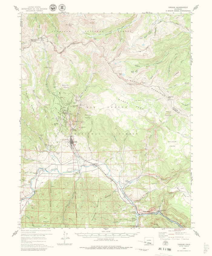 Old Map of Creede, Colorado by USGS, 1959 – Rio Grande River & Wolf Creek Pass