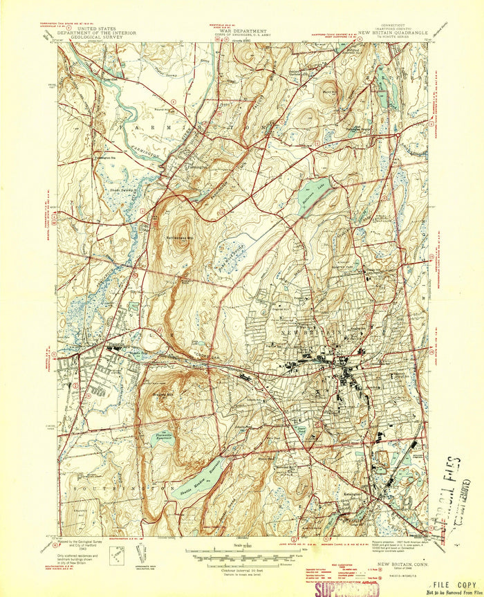 Old Map of Farmington, Connecticut by USGS, 1946 – New Britain & West Farmington