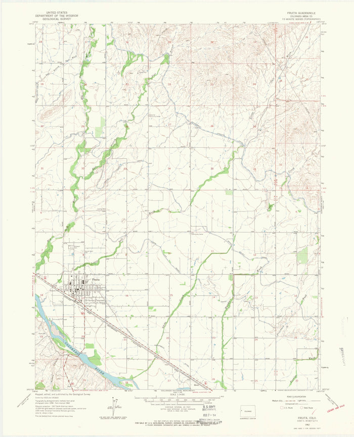 Old Map of Fruita, Colorado by USGS, 1962 – Colorado River & Monument Canyon