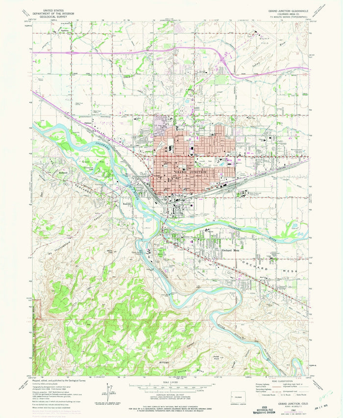 Old Map of Grand Junction, Colorado by USGS, 1962 – Colorado River, Gunnison River & Orchard Mesa