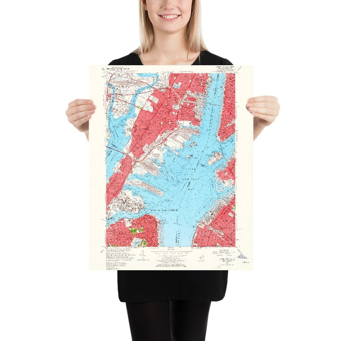 Old Map of Greenwich Village, New York by USGS, 1955 – Jersey City, Hoboken & Hudson River
