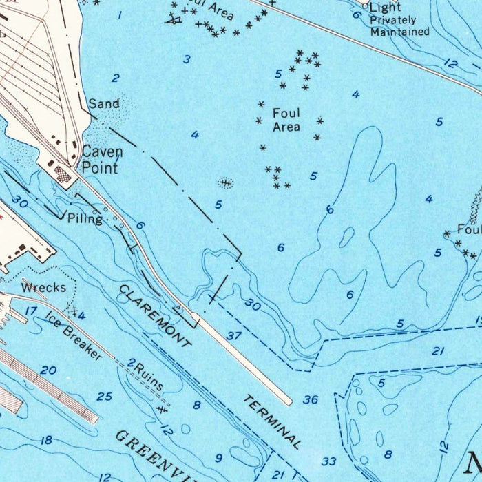 Old Map of Greenwich Village, New York by USGS, 1955 – Jersey City, Hoboken & Hudson River