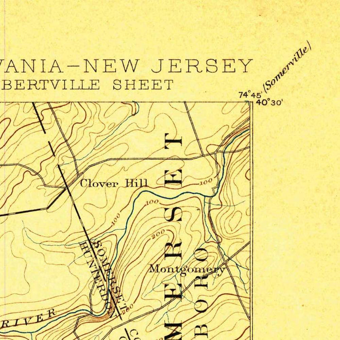 Old Map of Lambertville, New Jersey by USGS, 1894 – New Hope, Delaware River & Trenton