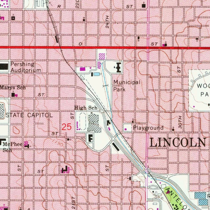Old Map of Lincoln, Nebraska by USGS, 1964 – University of Nebraska & Salt Creek