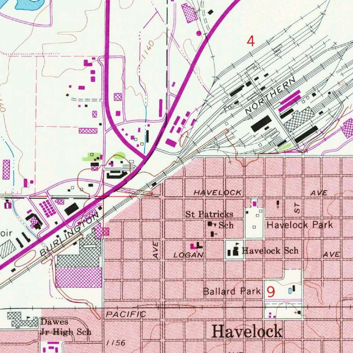 Old Map of Lincoln, Nebraska by USGS, 1964 – University of Nebraska & Salt Creek