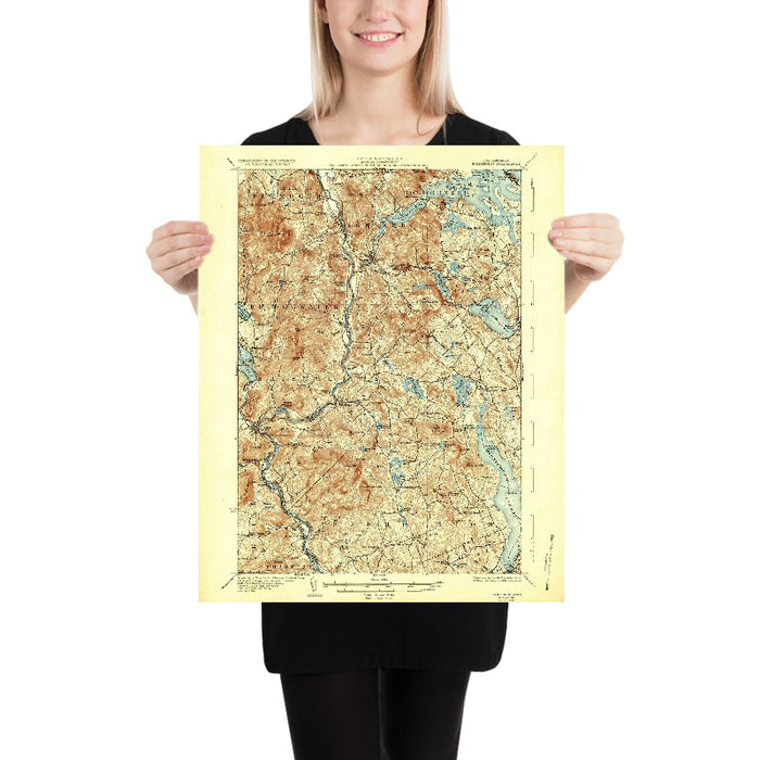 Old Map of Meredith, New Hampshire by USGS, 1927 – Plymouth, Squam Lake & Newfound Lake