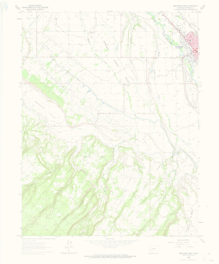 Old Map of Montrose, Colorado by USGS, 1962 – Uncompahgre River, Black Canyon & San Juan Mountains