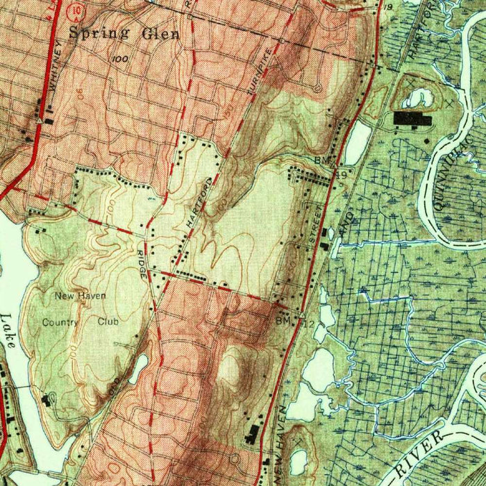 Old Map of New Haven, Connecticut by USGS, 1954 – New Haven Harbor & Long Island Sound