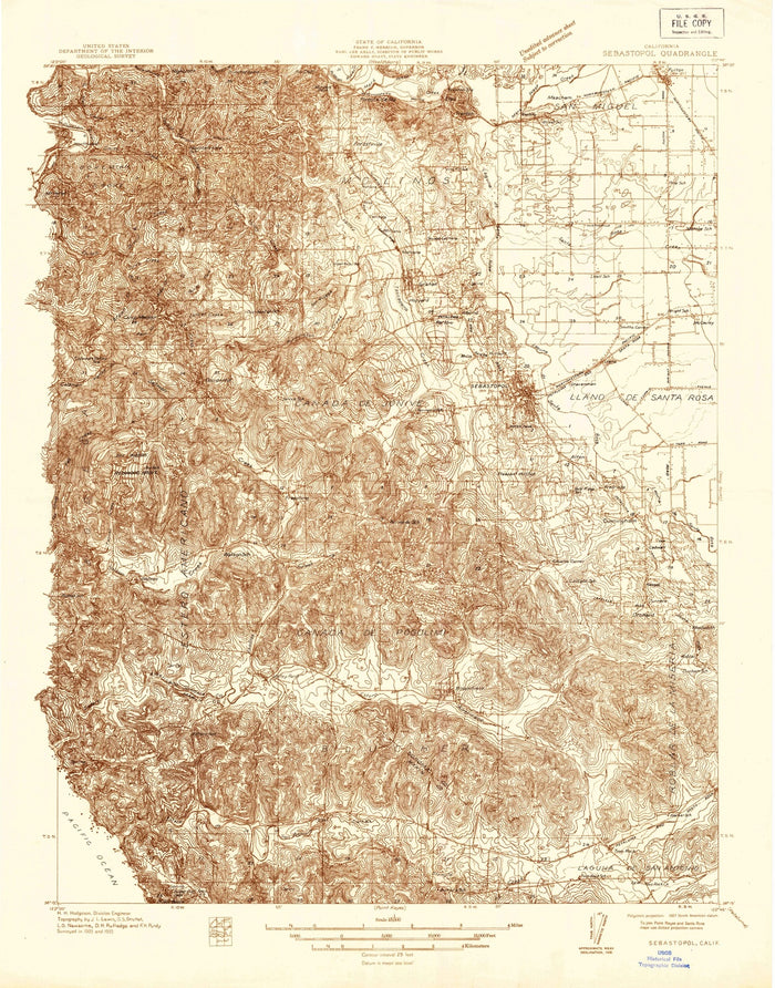 Old Map of Occidental, California by USGS, 1935 – Santa Rosa, Russian River & Bodega Bay