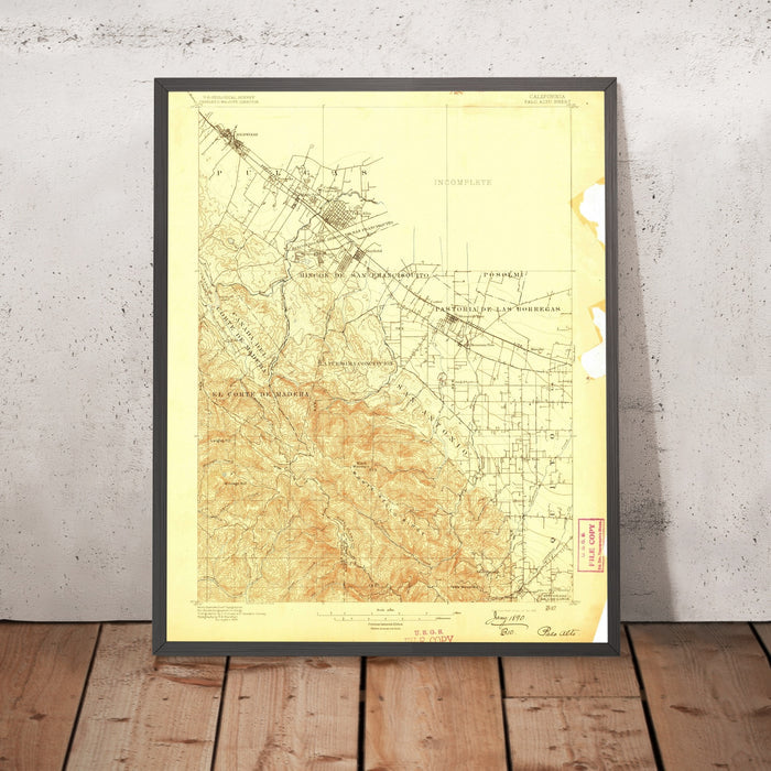 Old Map of Palo Alto, California by USGS, 1897 – Stanford University, Menlo Park & Los Altos Hills
