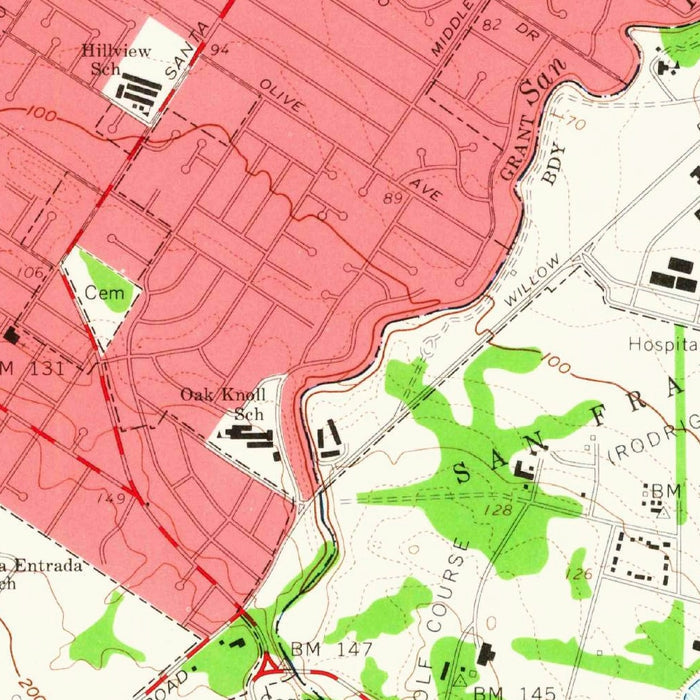 Old Map of Palo Alto, California by USGS, 1961 – Stanford University, Menlo Park & Los Altos Hills