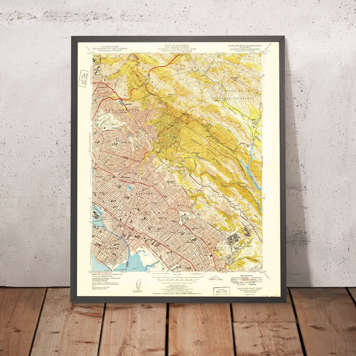 Old Map of Piedmont, California by USGS, 1949 – Oakland, San Francisco Bay & Grizzly Peak