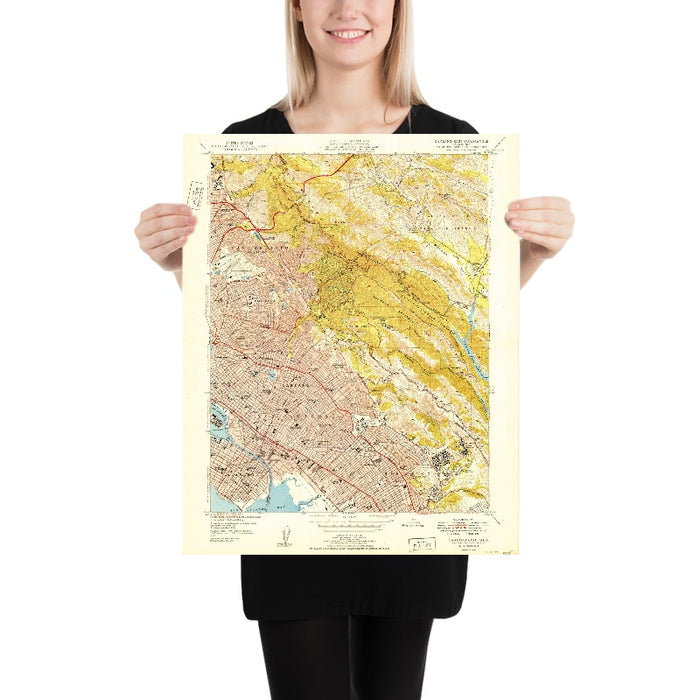 Old Map of Piedmont, California by USGS, 1949 – Oakland, San Francisco Bay & Grizzly Peak
