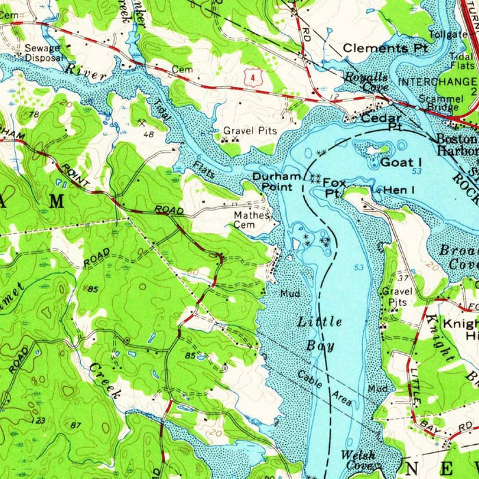 Old Map of Portsmouth, New Hampshire by USGS, 1956 – Dover, Kittery & Great Bay