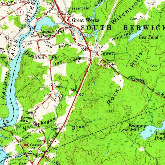 Old Map of Portsmouth, New Hampshire by USGS, 1956 – Dover, Kittery & Great Bay