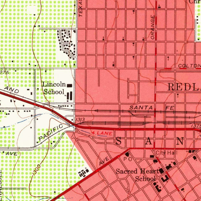 Old Map of Redlands, California by USGS, 1954 – San Bernardino, Riverside & San Timoteo Canyon