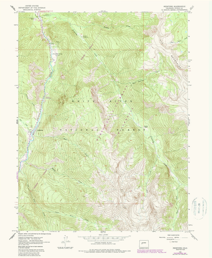 Old Map of Redstone, Colorado by USGS, 1960 – Crystal River, White River & Castle Creek