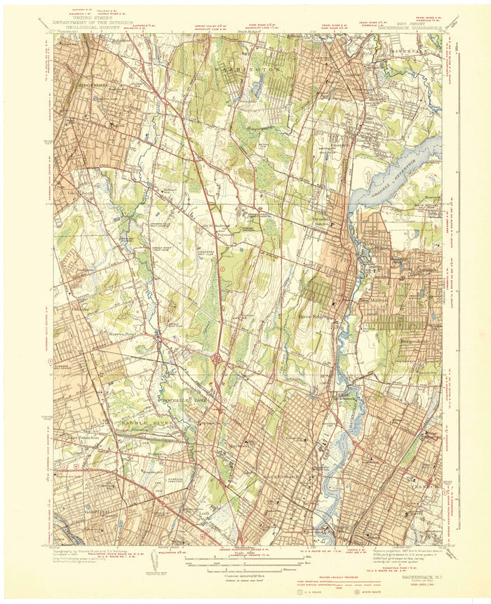 Old Map of Ridgewood, New Jersey by USGS, 1940 – Hackensack, Paramus & Glen Rock