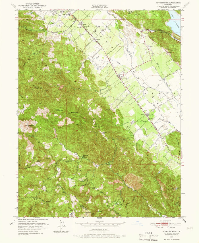 Old Map of Rutherford, California by USGS, 1951 – Oakville & Napa Valley Vineyards