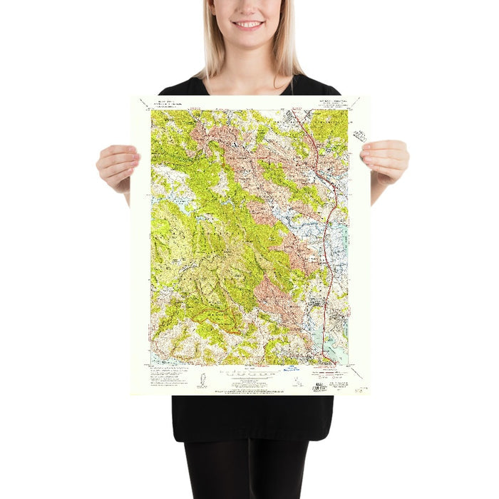 Old Map of San Anselmo, California by USGS, 1954 – San Rafael, Ross & Mount Tamalpais