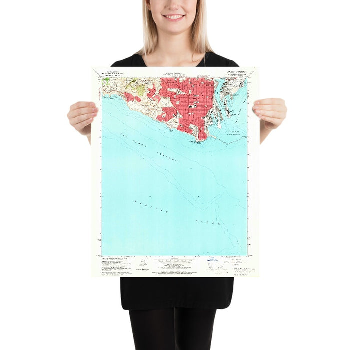 Old Map of San Pedro, California by USGS, 1964 – Los Angeles, Outer Harbor & Pacific Ocean