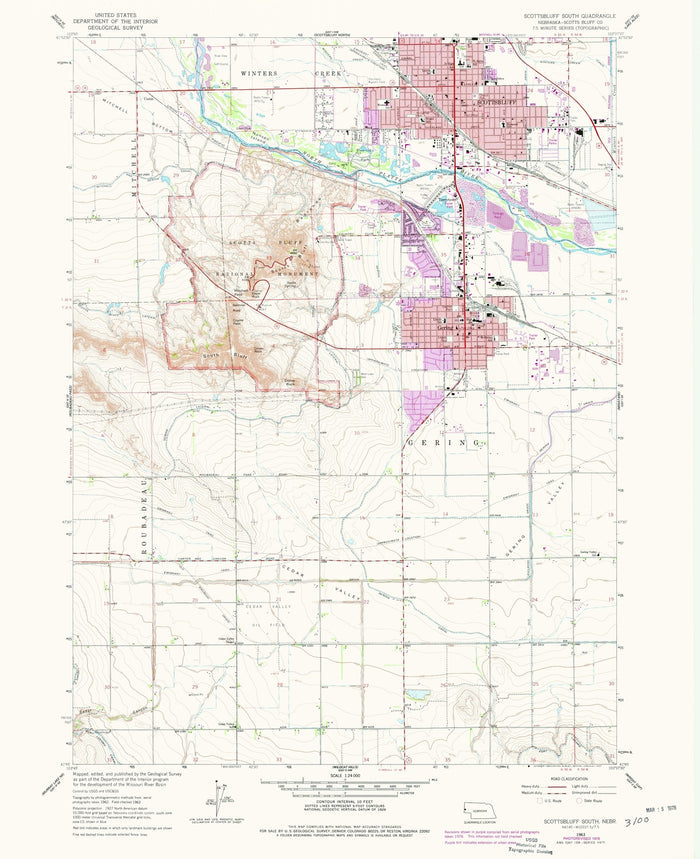 Old Map of Scottsbluff, Nebraska by USGS, 1963 – Gering, North Platte River & Wildcat Hills