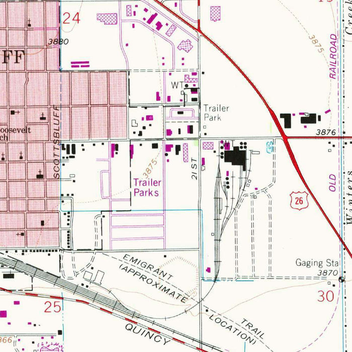 Old Map of Scottsbluff, Nebraska by USGS, 1963 – Gering, North Platte River & Wildcat Hills