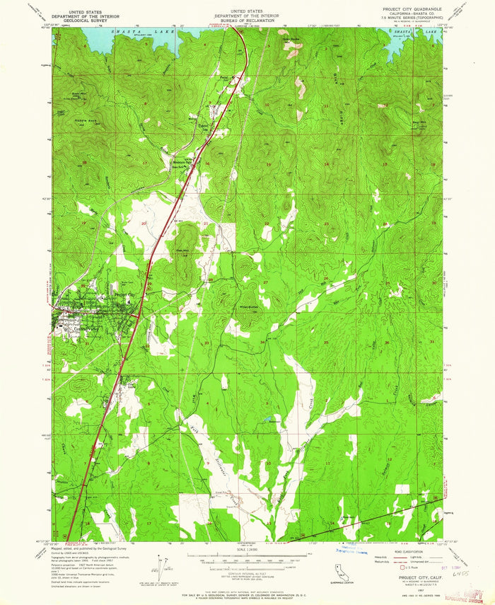 Old Map of Shasta Lake, California by USGS, 1957 – Redding, Shasta Dam & Sacramento River