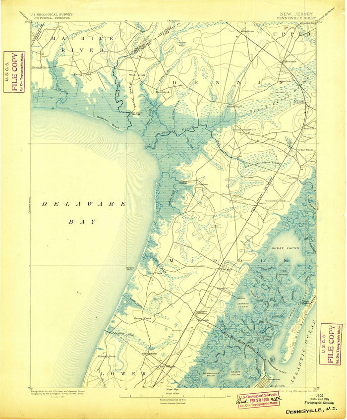Old Map of Stone Harbor, New Jersey by USGS, 1894 – Dennisville, Great Sound & Delaware Bay