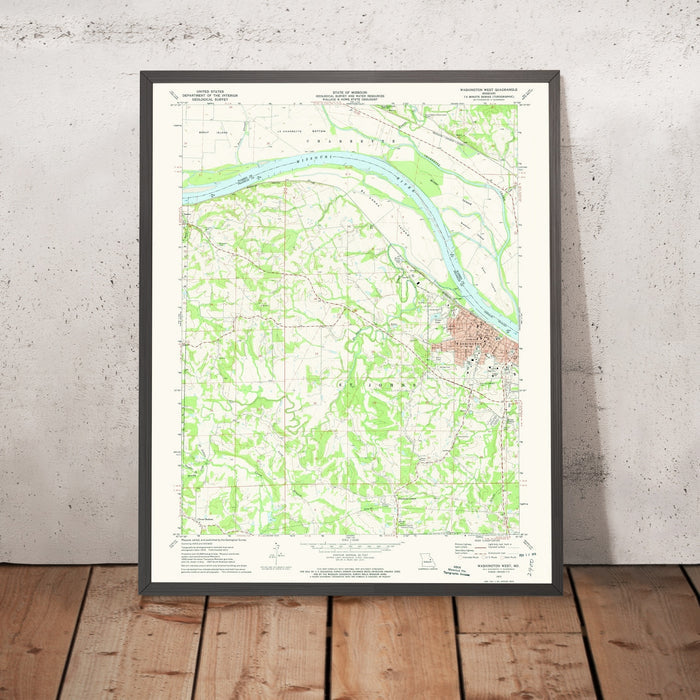 Old Map of Washington, Missouri by USGS, 1973 – Missouri River & Charrette Creek