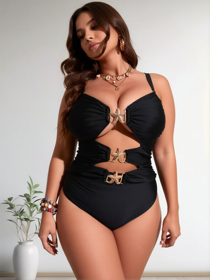 One Piece Swimsuit for Women Ring Linked Monokini Sexy Bathing Suit Cutout Swim Suit
