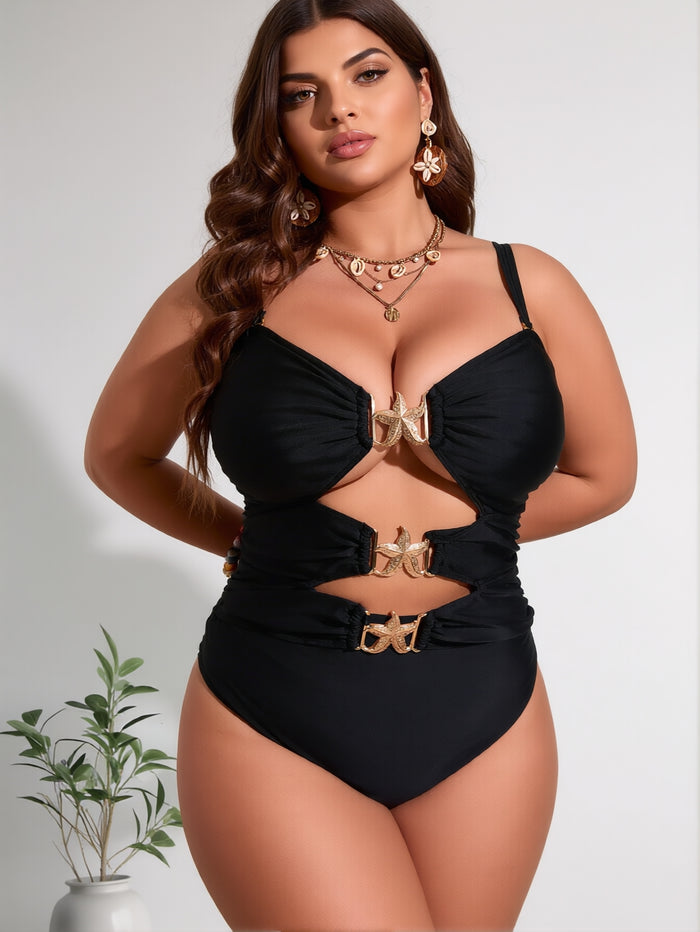 One Piece Swimsuit for Women Ring Linked Monokini Sexy Bathing Suit Cutout Swim Suit