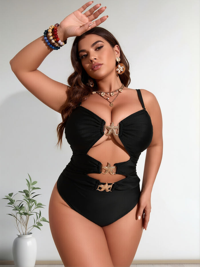 One Piece Swimsuit for Women Ring Linked Monokini Sexy Bathing Suit Cutout Swim Suit