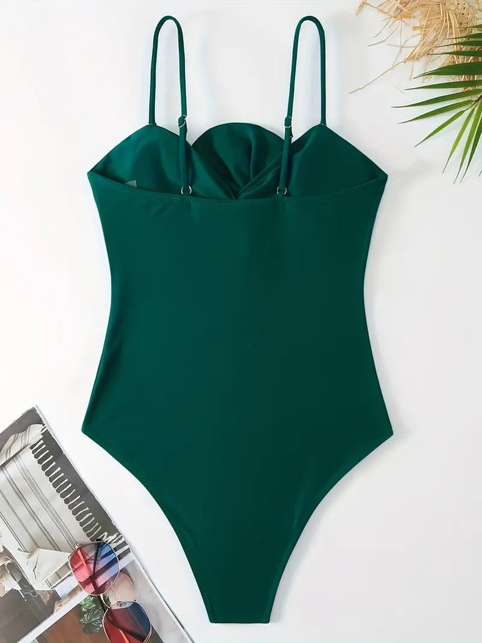 One Piece Swimsuit for Women with Cover Up Set Retro Bathing Suit Tummy Control Knot Swimwear Beach Wrap Skirt