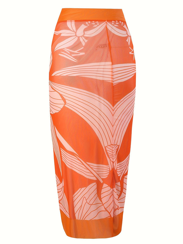 One Piece Swimsuit with Cover Up Sarong Wrap Floral Bathing Suits 1 Piece Swim Suit with Beach Cover Up Set