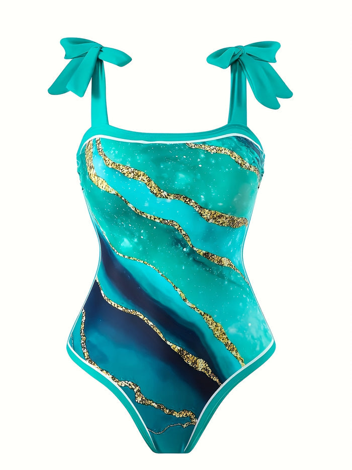 One Piece Swimsuit Women with Cover Up Set Retro Bathing Suit for Women Tummy Control Beach Wrap Skirt