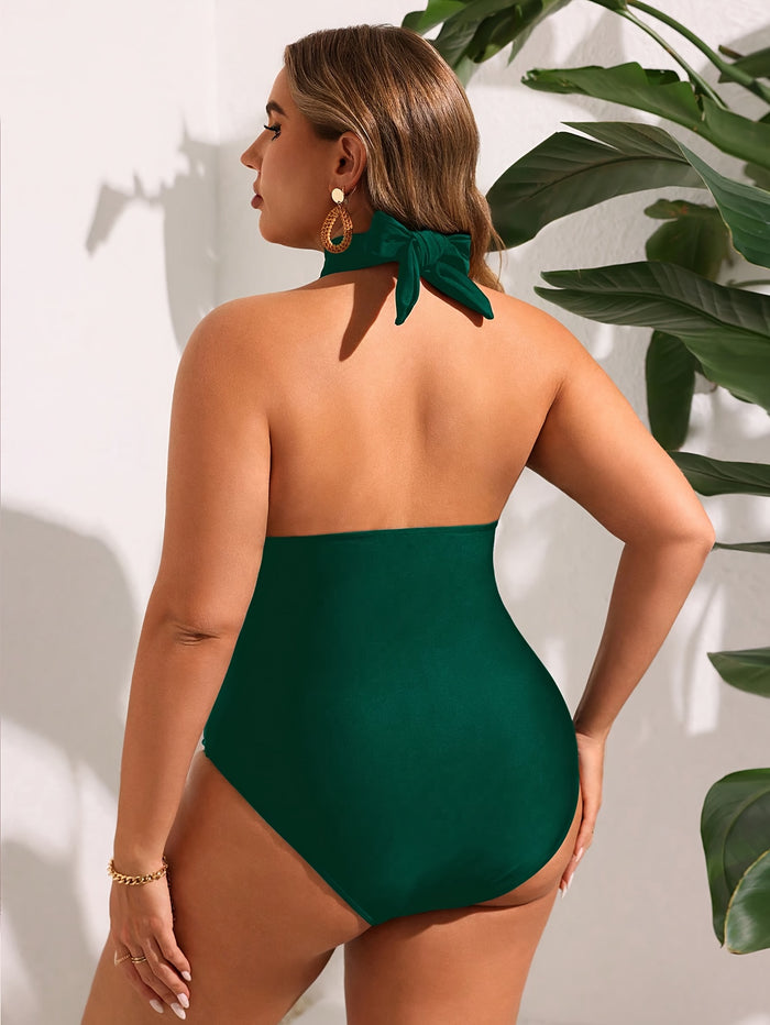 One Piece Swimsuit Women with Cover Up Set Retro Bathing Suit for Women Tummy Control Beach Wrap Skirt