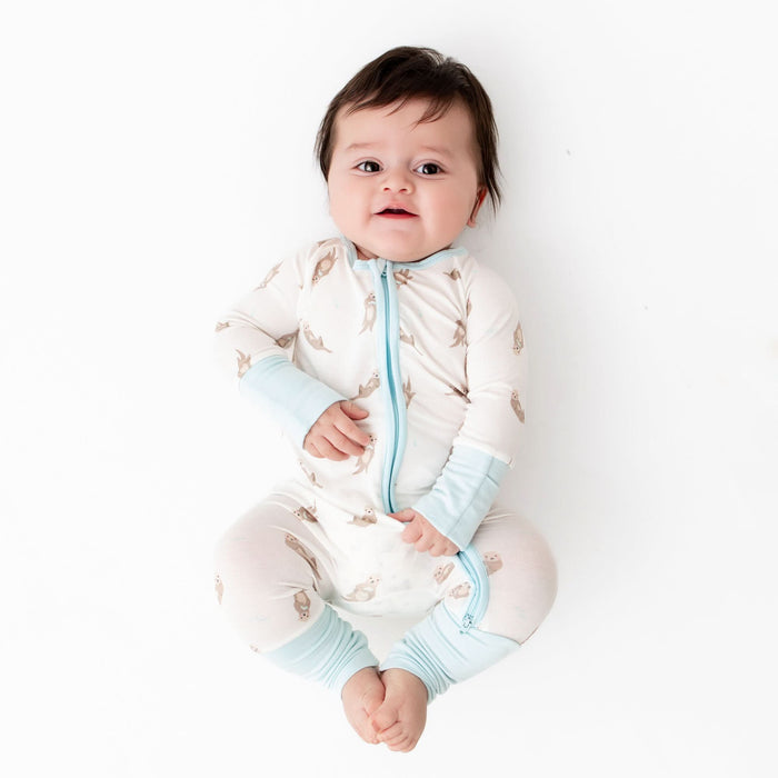 Otter print bamboo convertible baby romper