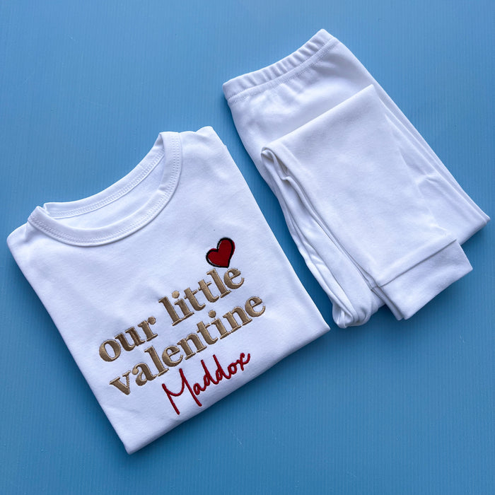 Our little valentine embroidered pyjamas