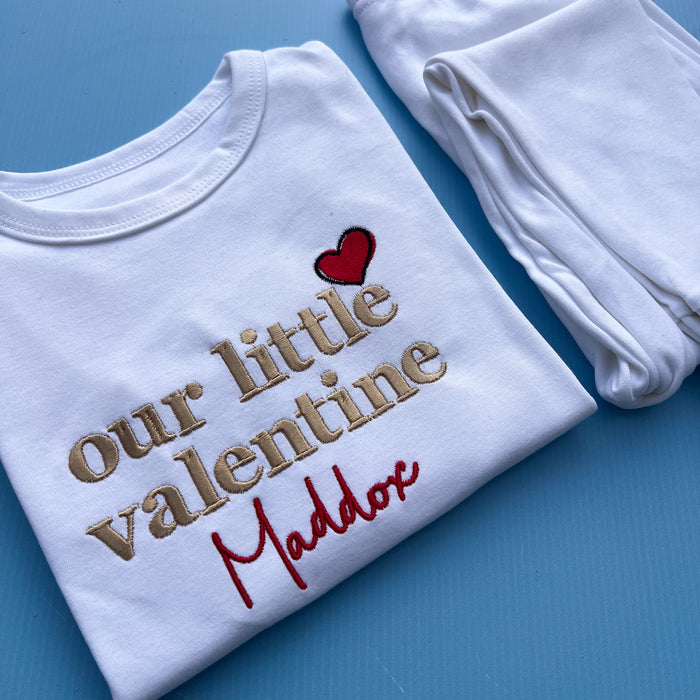 Close up of our little valentine embroidery