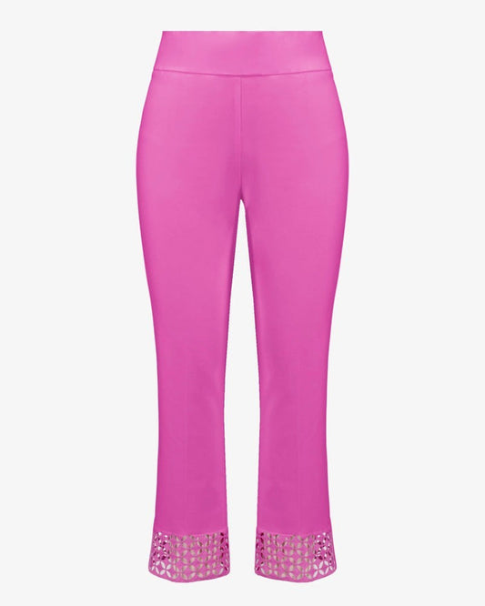 Pantalon court Millennium à enfiler avec détail en guipure rose sorbet – Joseph Ribkoff
