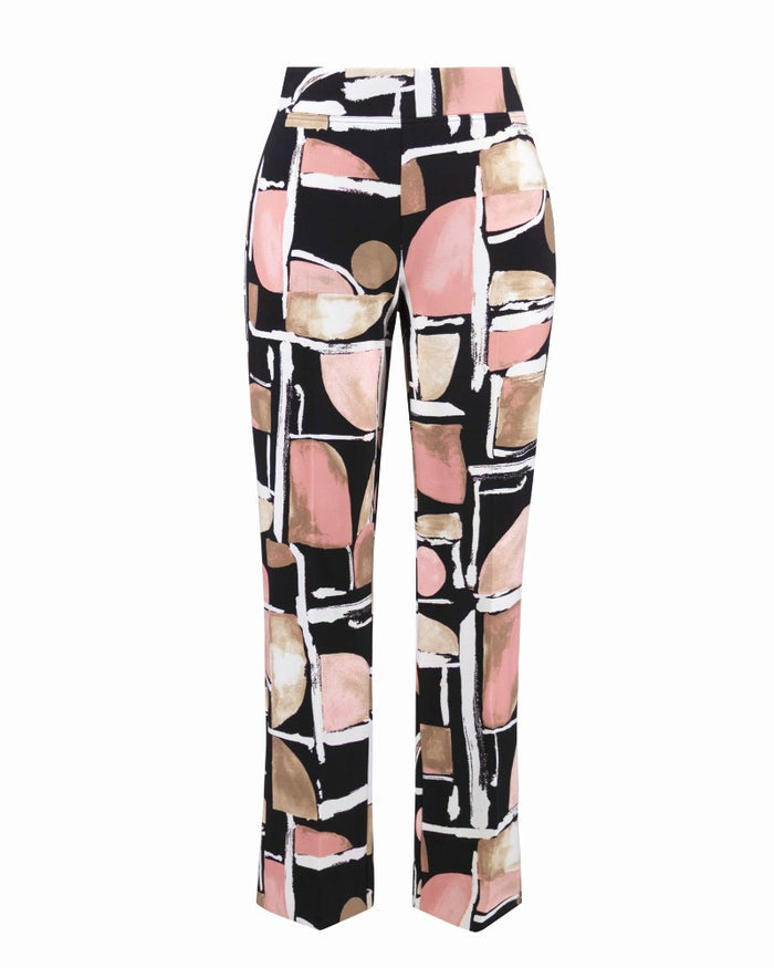 Pantalon droit à enfiler en maille soyeuse à imprimé abstrait - Joseph Ribkoff