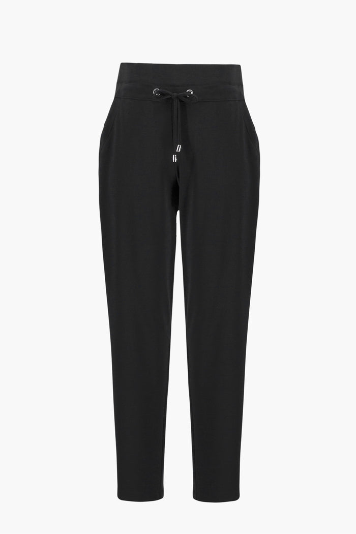 Pantalon jogger à enfiler en maille soyeuse avec cordon de serrage noir - Joseph Ribkoff