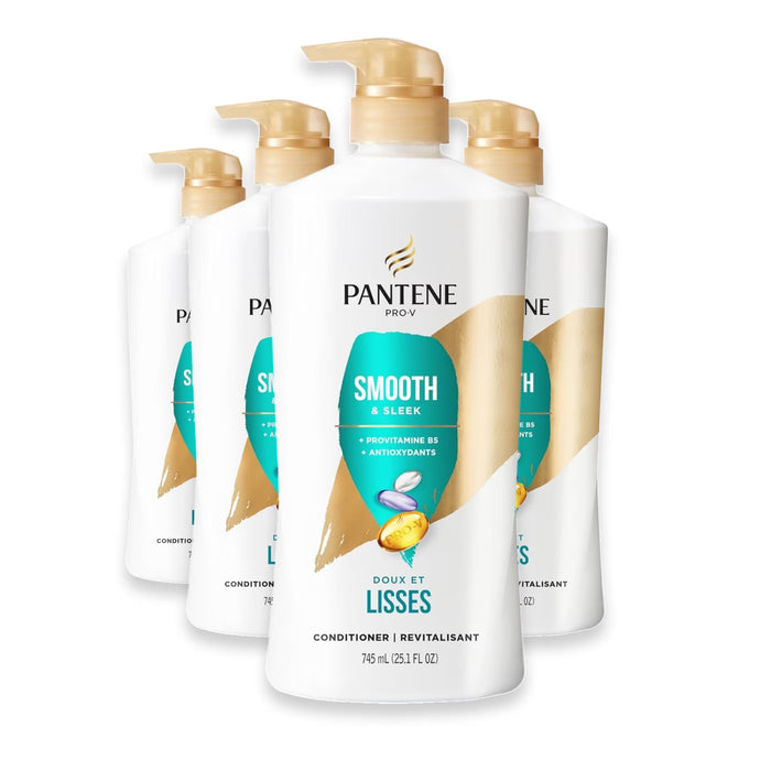 Pantene Smooth & Sleek 72 HR Smoothness Conditioner with Pro-Vitamin B5 - 25.1 oz - 4 Pack