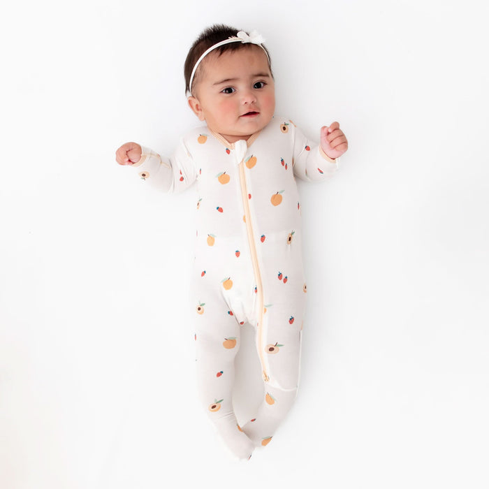 Peach bamboo zippered footie