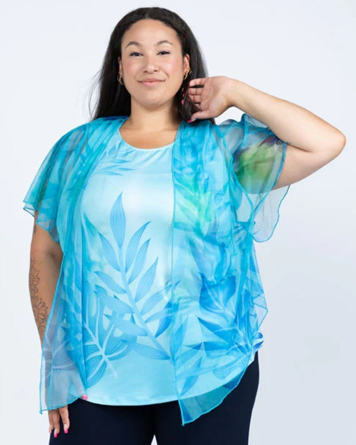 Perfect Ocean Oasis Short Sleeve Mesh Shrug - Black LABB