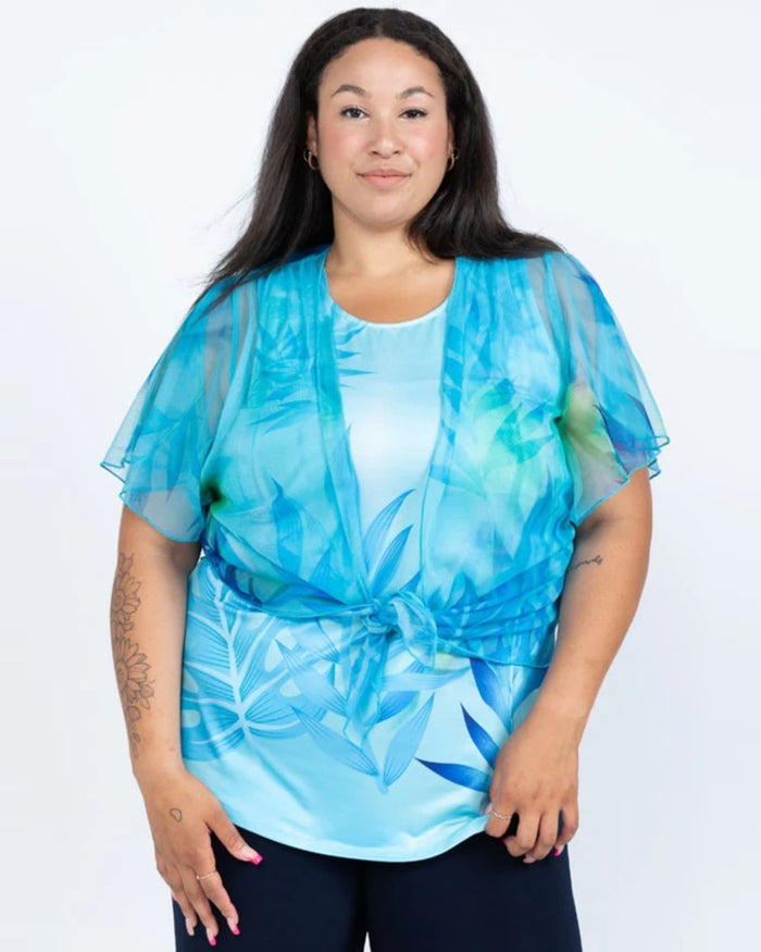 Perfect Ocean Oasis Short Sleeve Mesh Shrug - Black LABB