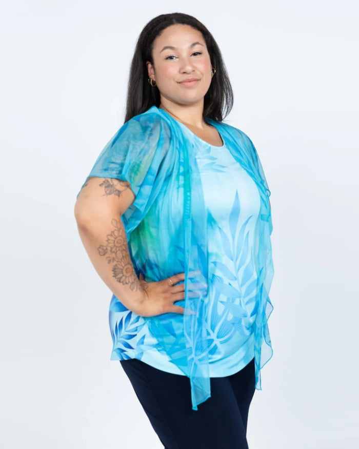 Perfect Ocean Oasis Short Sleeve Mesh Shrug - Black LABB