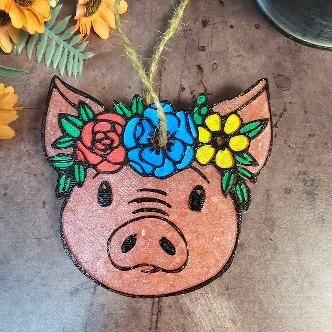 Pig w/Flowers Freshie - Wholesale
