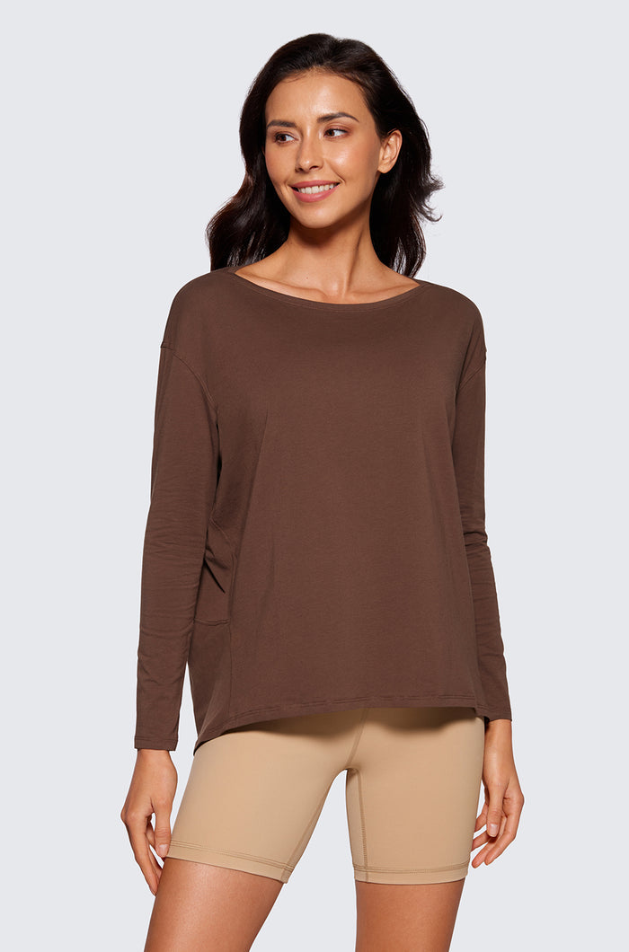 Pima Cotton Boat Neck Long Sleeve Shirts